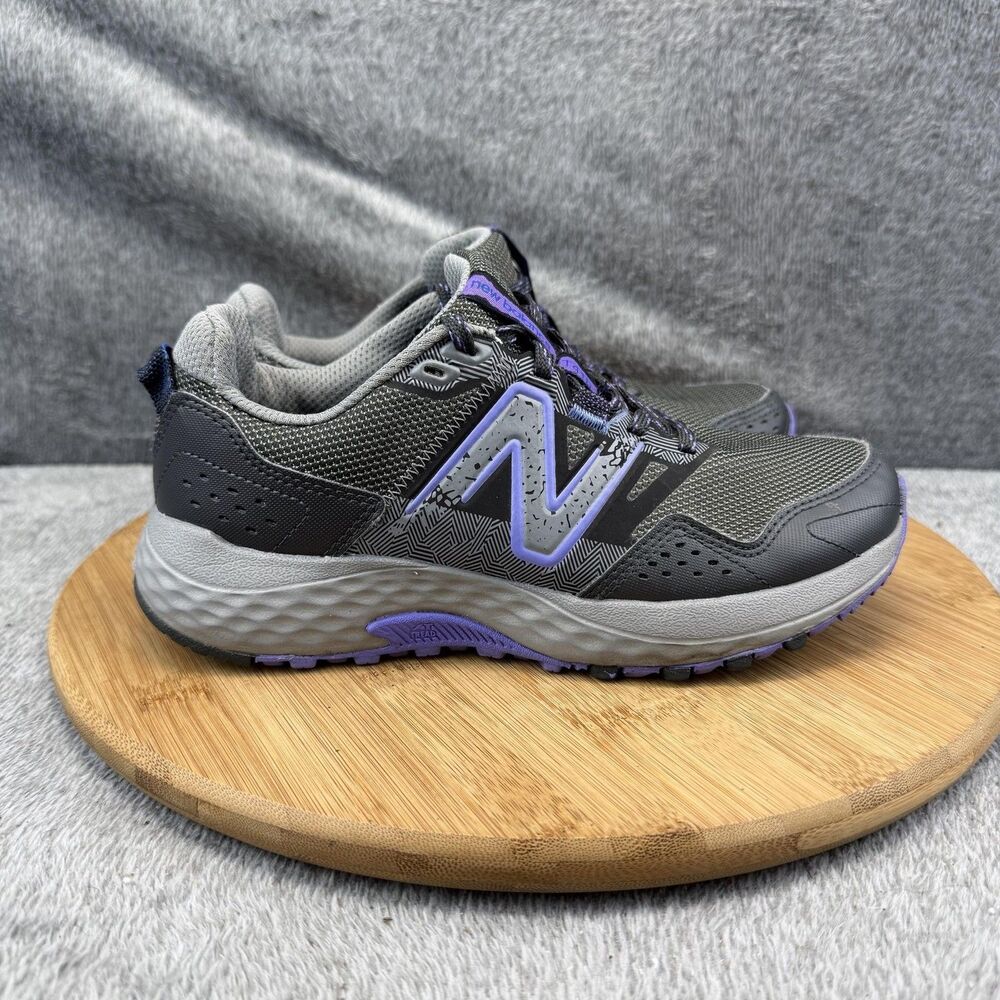 New Balance 410 Shoes Women Size 6.5 Gray Purple Running Trail Sneaker WT410LQ8